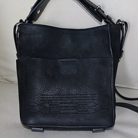 AllSaints - Cooper Mini Tote (Crossbody) Bag in Black Nubuck - Picture 2 of 11